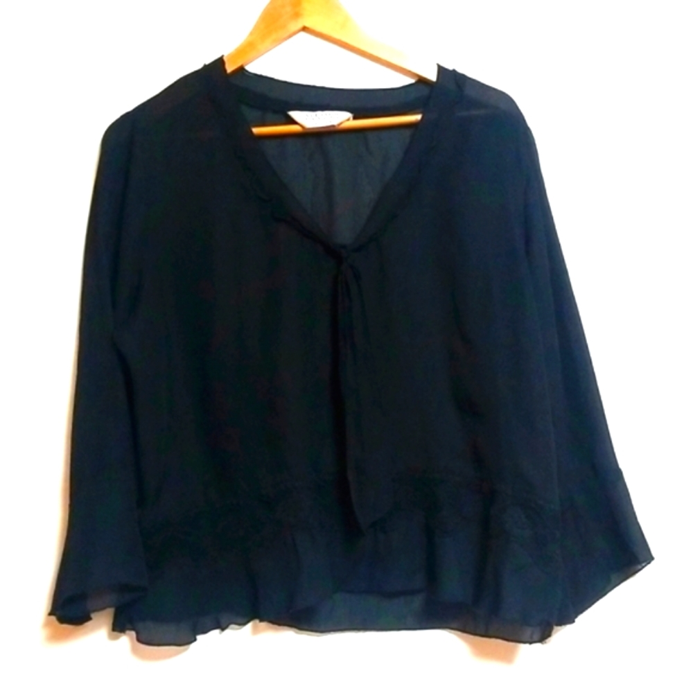 Allison Taylor Sheer & Lace Trim & Front Tie